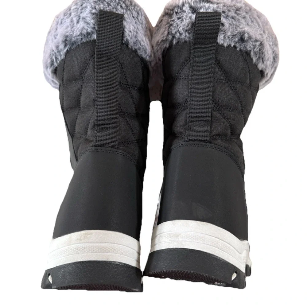 Hobibear Black and‎ Gray Women's Winter Water Proof Snow Boots with Faux Fur